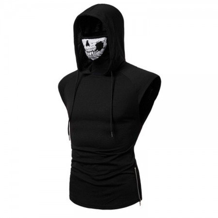 Men's Hooded Vest Large Large Size Hooded Masked Fashion Sleeveless T-Shirt