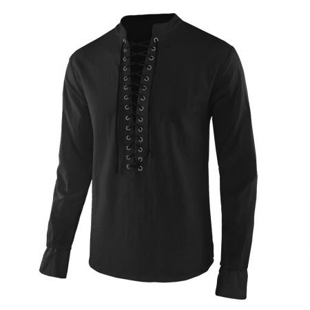 Men's Long-Sleeved Stand-Up Collar T-Shirt